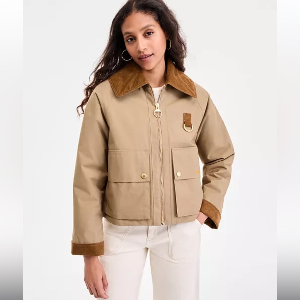 Barbour Nora Casual Barn Jacket in Military Brown - Picture 2 of 10